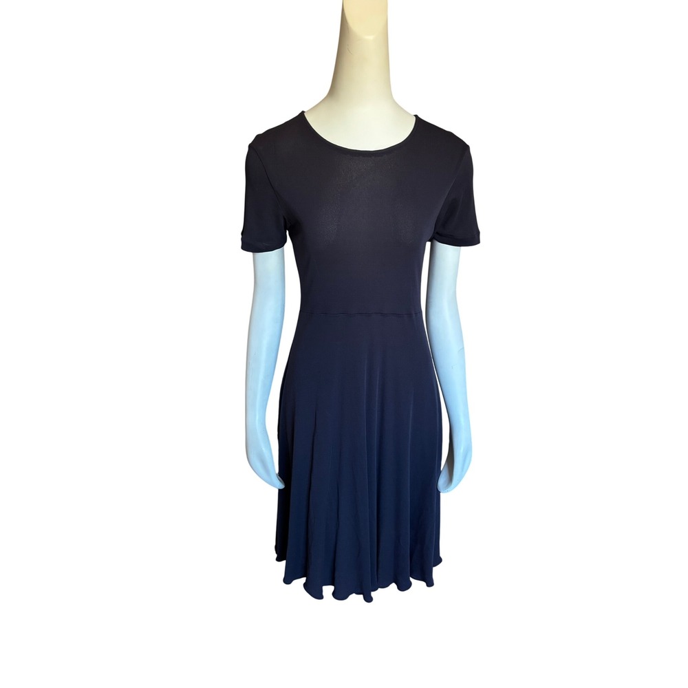 DKNY Donna Karan New York Navy Blue Fit and Flare Dress Short Sleeve Size 6